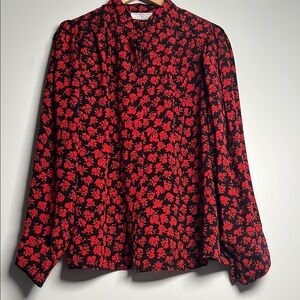 Vintage Red Floral Blouse